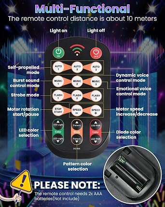 Klarlight Disco Light with 4 Lens RGB Stage Lights, 120-in-1 DJ Party Lights Remote Control Sound Activated Strobe Lights for Home Parties Birthday KTV Bar Wedding Halloween Christmas Decorations [Energy Class D]