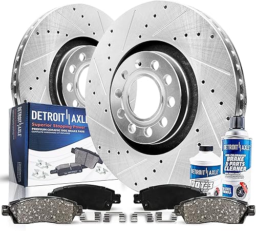 Detroit Axle - Kit de freno delantero para Volkswagen Jetta Passat Beetle EOS CC Audi A3 TT Quattro Rotores de freno perforados y ranurados y disponible en Yaxa Peru