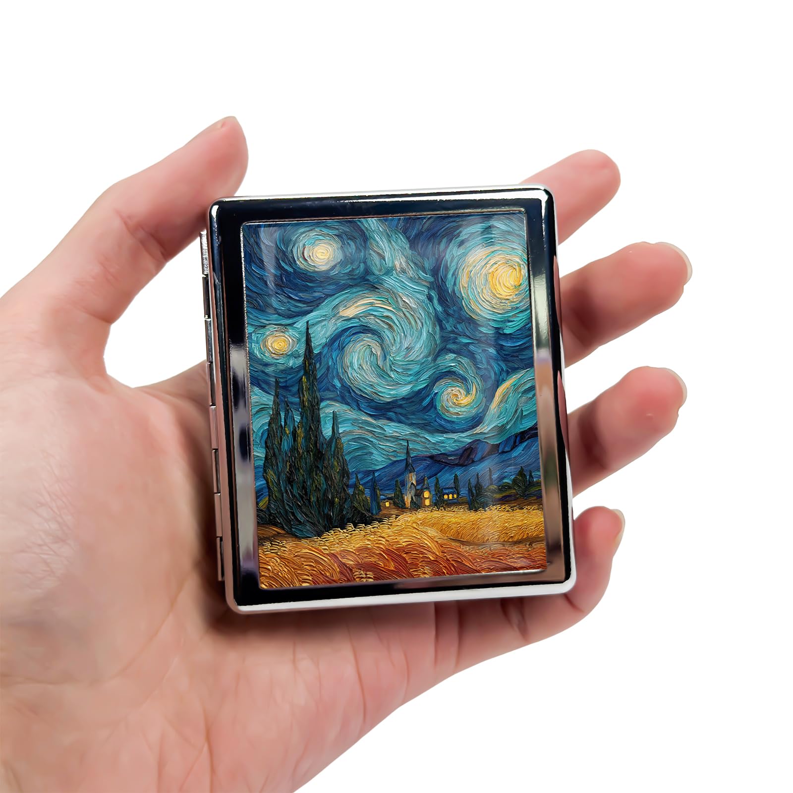 Pilulier en métal à 8 compartiments – Trousse à médicaments portable 7,6 x 6,6 cm | Séparateurs de qualité alimentaire | Couvercle à bouton-pression sécurisé | Voyage et cadeau pour les