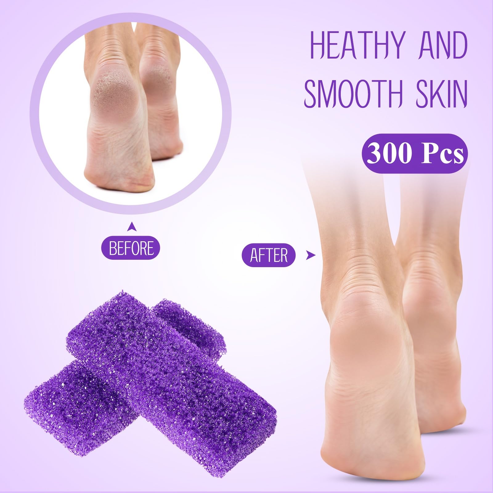 Batiyeer 300 pietre pomice per piedi scrubber per pelle morta usa e getta per piedi pomice per doccia per talloni, cuticole, calli, bagno e spa (viola)