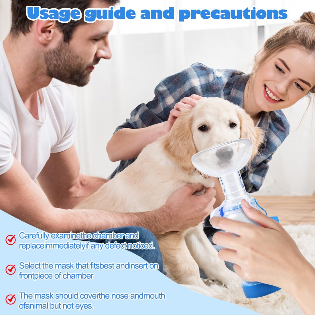 Inhalador para Mascotas con 2 Mascarillas para Gatos y Perros | Cámara de Aerosol con Indicador de Respiración | Compatible con MDI | Mascarilla de Silicona Suave | Ayuda de Inhalación Portátil