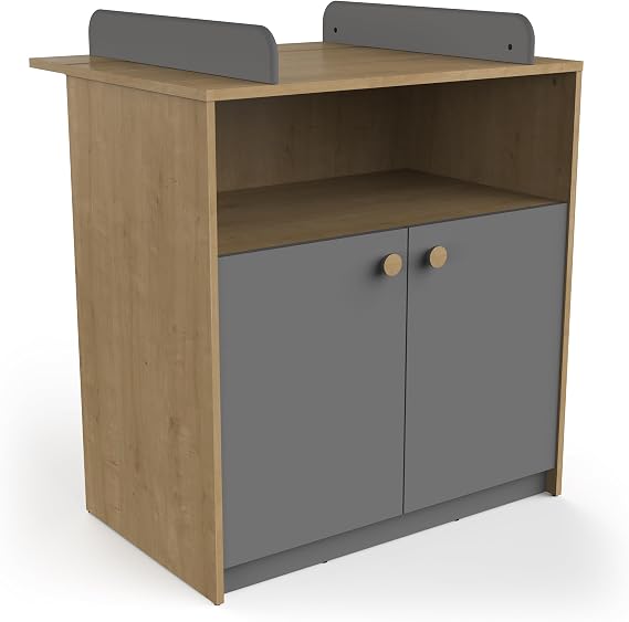 Demeyere Commode à Langer Hamilton Noir et Bois avec Plan Amovible
