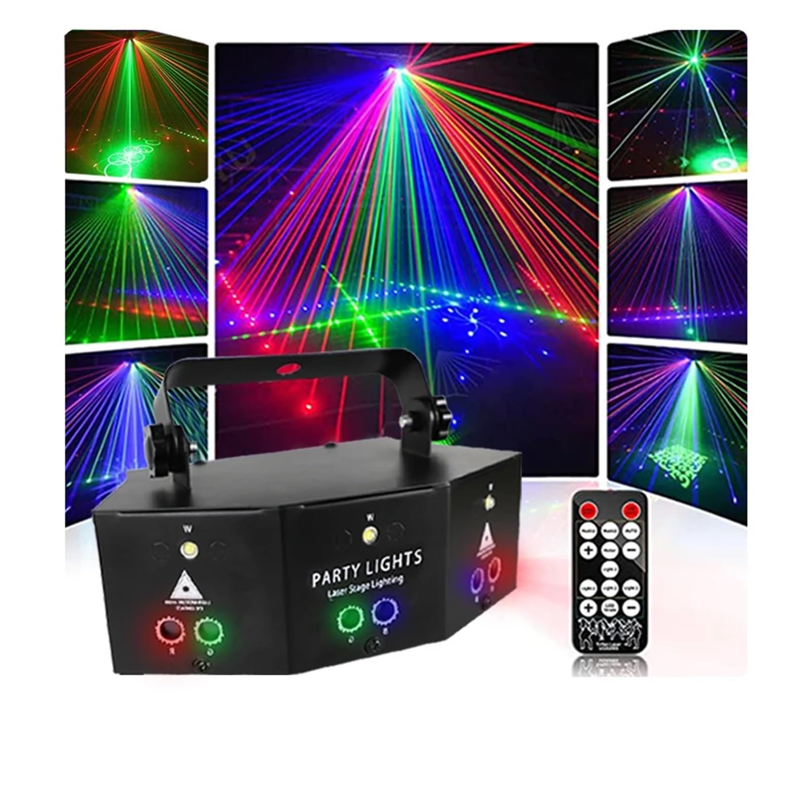Luces para Fiestas, Proyector de 9 ojos RGB, luz for fiesta de Navidad, Control remoto, luces for discoteca, decoración, DJ, bola de discoteca de Halloween