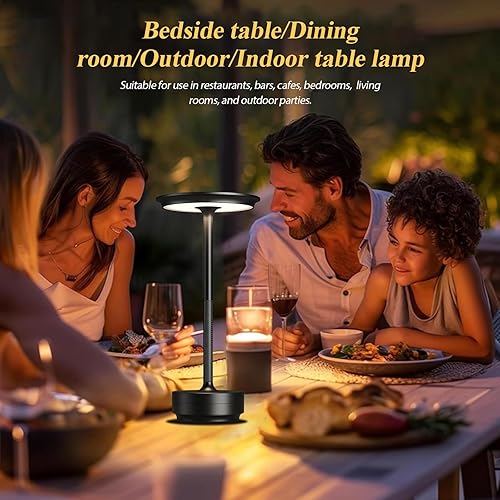 Miniatura 6 de Paquete de 2 lámparas de mesa inalámbricas, recargables, portátiles de 5000 mAh, luz de mesa LED de atenuación continua de 3 colores, para