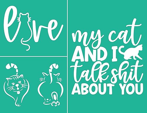 Artstencils Plantillas temáticas de gatos, plantilla de pantalla de seda de malla reutilizable autoadhesiva para pintar sobre madera, lienzo, papel,