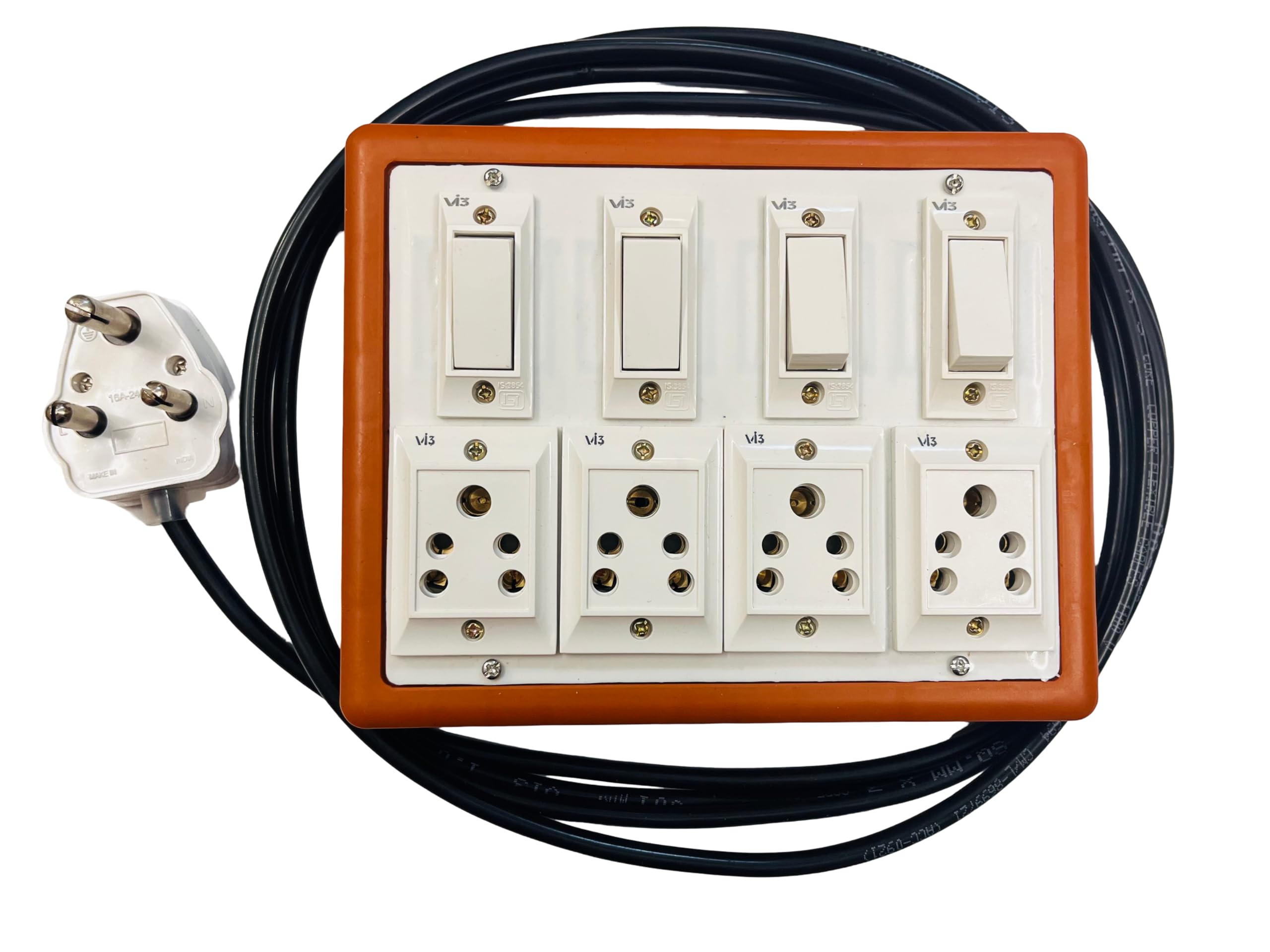Vi3 (4+4) 6amp Extension Board with Individual Switches with 5m Long, 3-Core Heavy Duty Copper Wire, Earthed for Home & Small Appliances & Tools. (B0D95YWDFY) Amazon Price History, Amazon Price Tracker