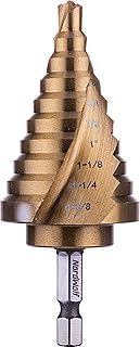 HSS Titanium Step Drill Bit with 1/4" Hex Shank 10 SAE Sizes 1/4" to 1-3/8"