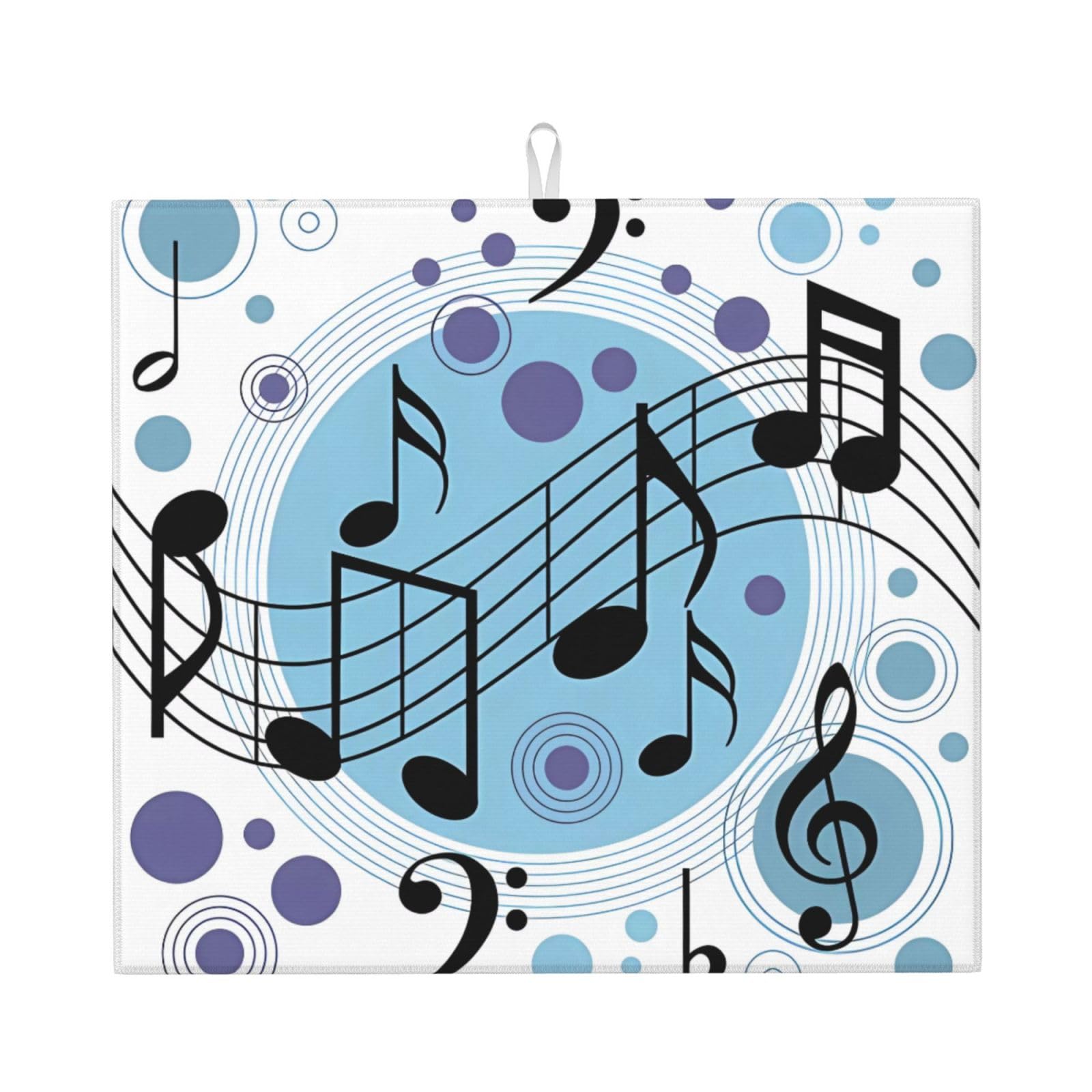Yyhwhjde Black Polka Dot Music Note Prints Kitchen Drying Mat – Absorbent Dish Throw For Countertop, Non-Slip Layer With Vibrant Prints, Ideal For Housewarming