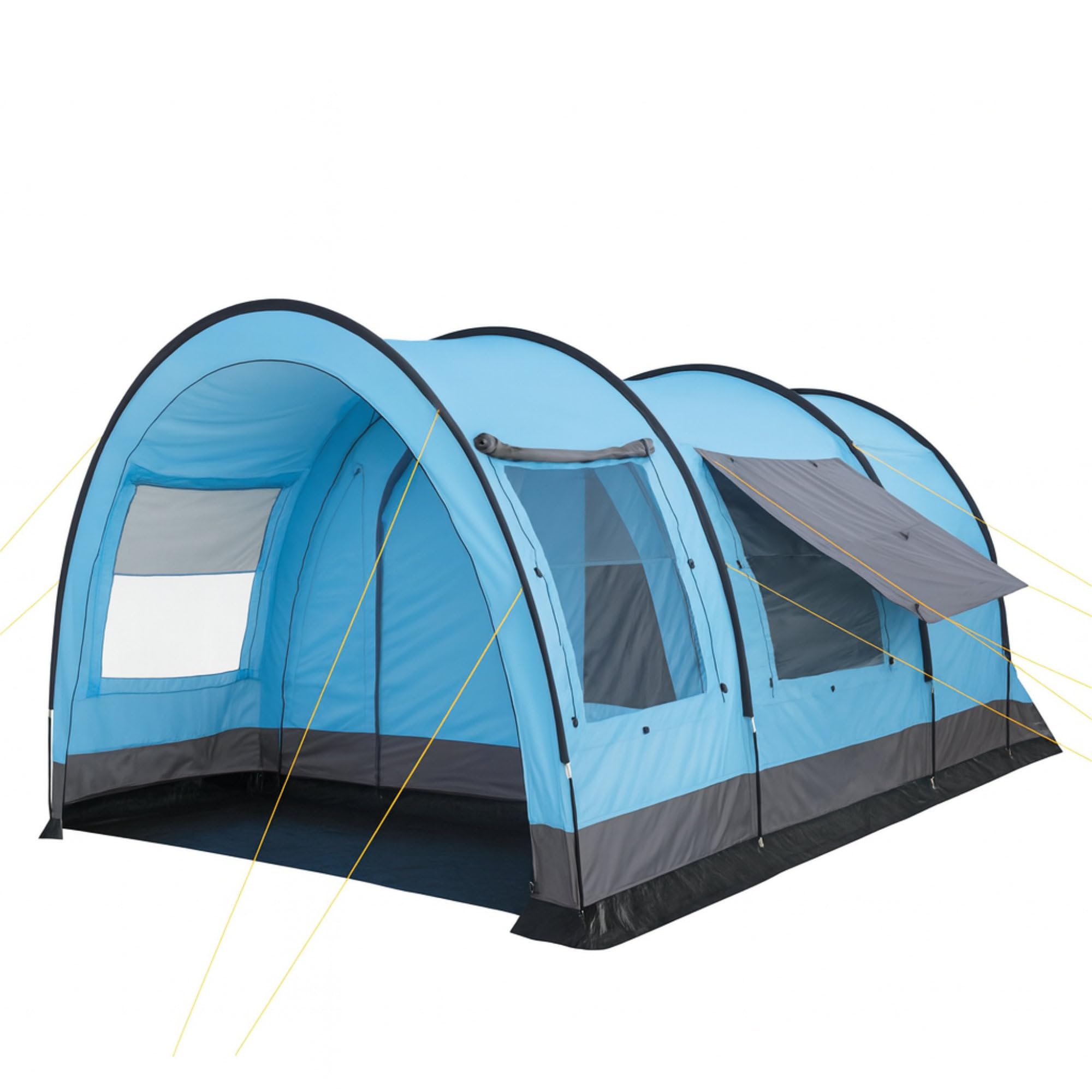 CampFeuer Zelt Relax6 für 6 Personen | Variables Tunnelzelt mit großem Vorraum, 5000 mm Wassersäule | Abtrennbare Schlafkabine | Gruppenzelt, Campingzelt, Familienzelt