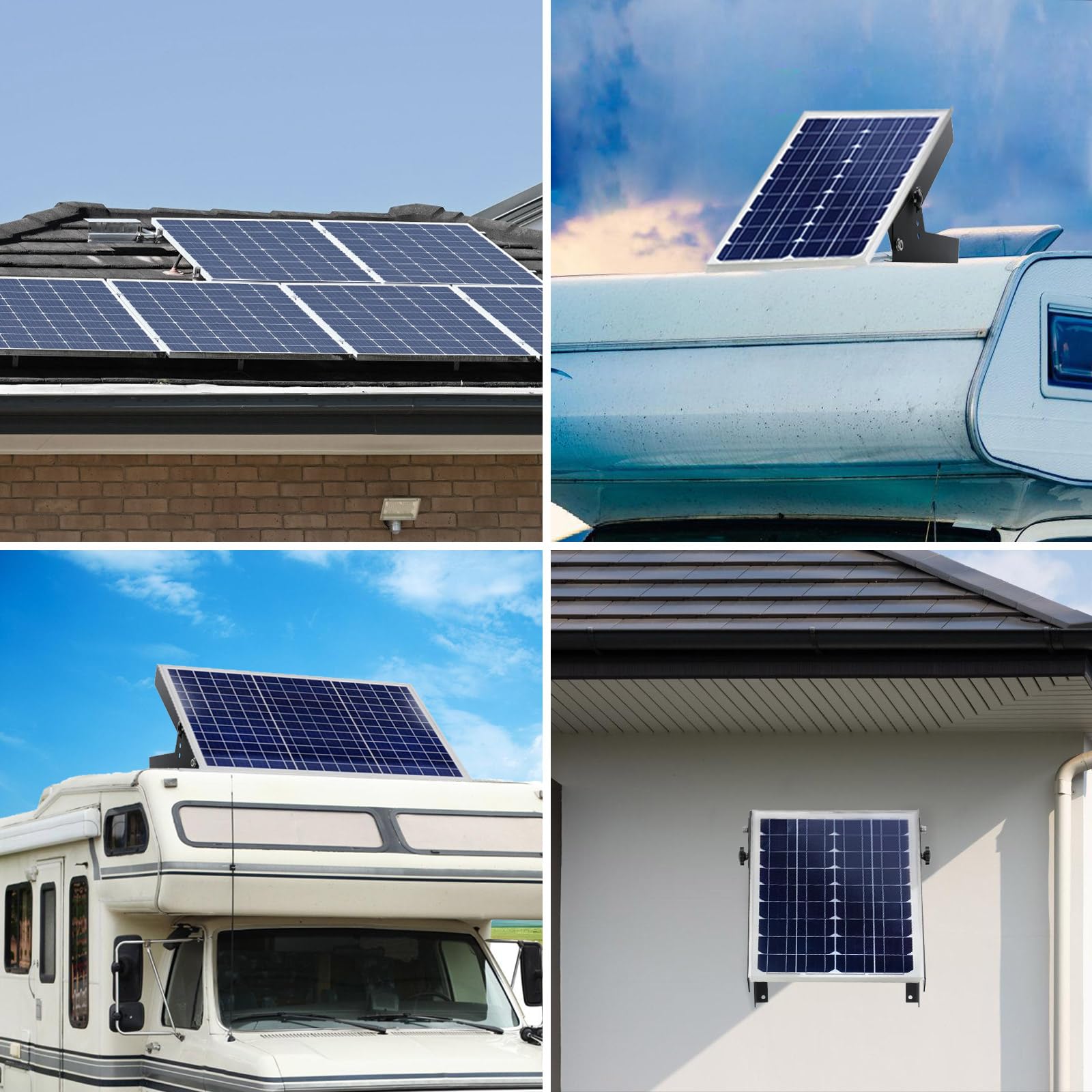 Support de panneau solaire, support de panneau solaire, angle réglable de 13,8 pouces (0 à 45 degrés), support de toit pour panneau solaire, peut être utilisé pour les caravanes, les murs et les toits