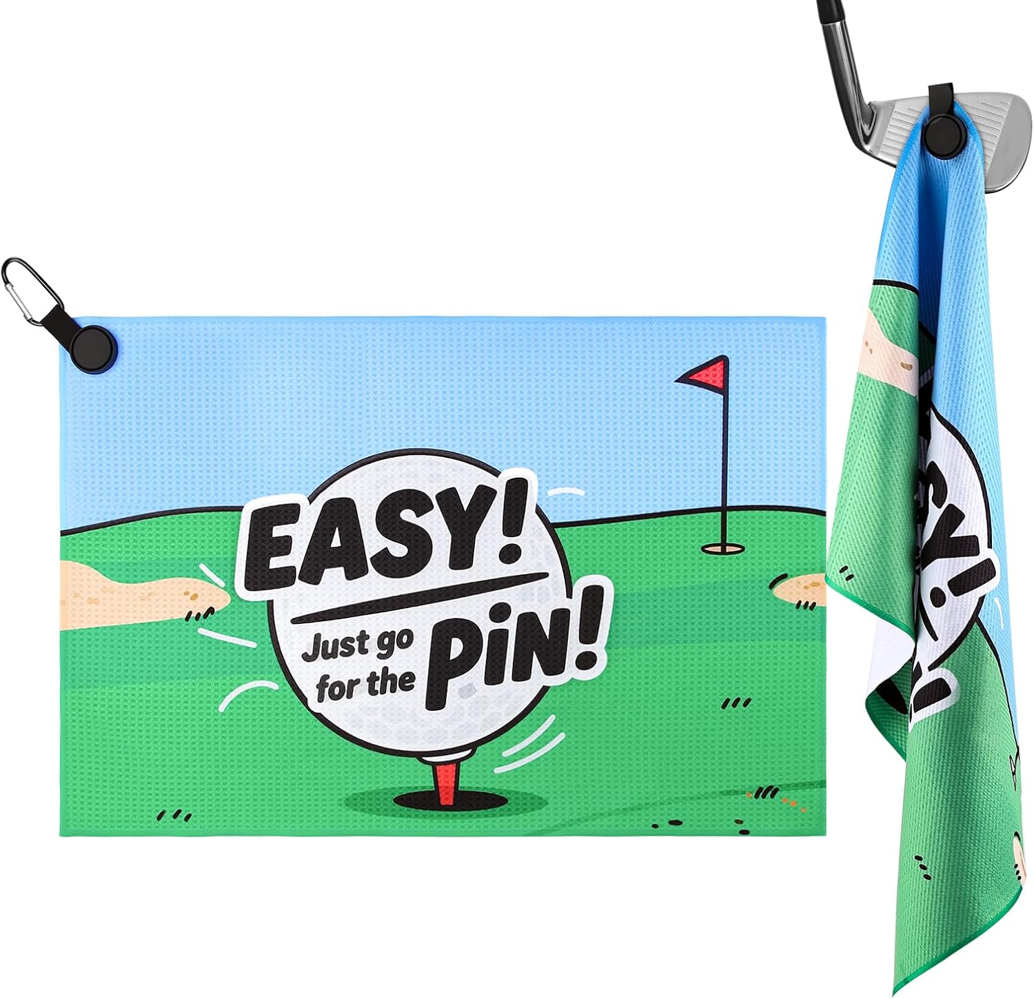 Magnetic Golf Towel, 23.6"x15.7" Golf Cleaning Towel, Premium Ultra-Absorbent Microfiber Golf Towel for Golf Bags, Carts and Clubs, Waffle Weave Pattern