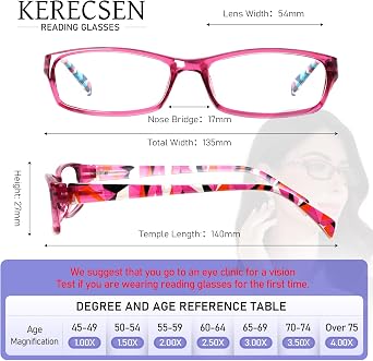 Kerecsen 5-Pack Reading Glasses Women Spring Hinge Pattern Design Glasses for Reading