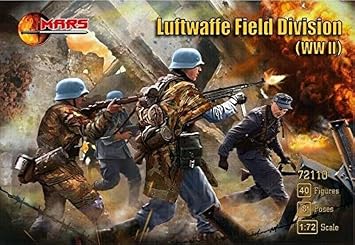 MF Mars Figures 1/72 Luftwaffe Field Division 40 Unpainted Plastic Figures in 8 Poses, Teen & Adult