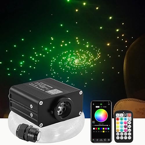 Kit de Luces de Techo Estrellado Twinkle de 16W con 200 piezas, Fibra Óptica de Tamaño Compacto de 0.03 pulgadas 6.5 pies, Luces de Techo de