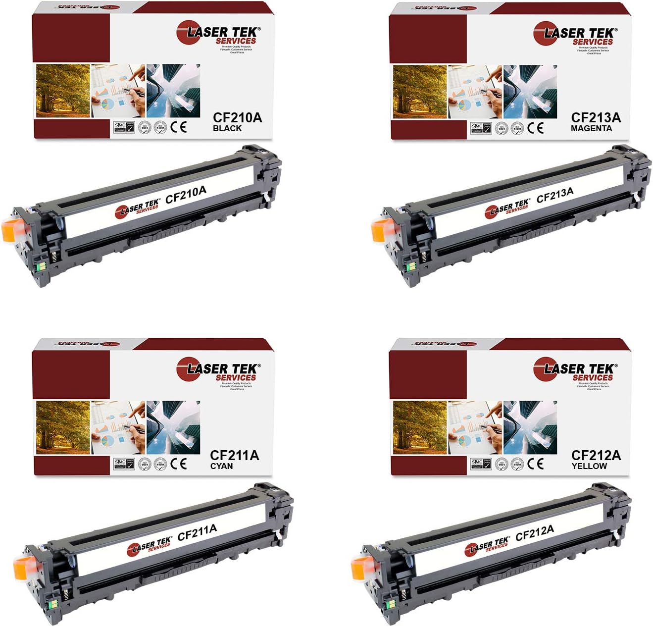 Laser Tek Services Compatible Toner Cartridge Replacement for HP 131A CF210A CF211A CF212A CF213A Works with HP Laserjet Pro 200 Color M251n M251nw MFP Printers (Black, Cyan, Magenta, Yellow, 4 Pack)
