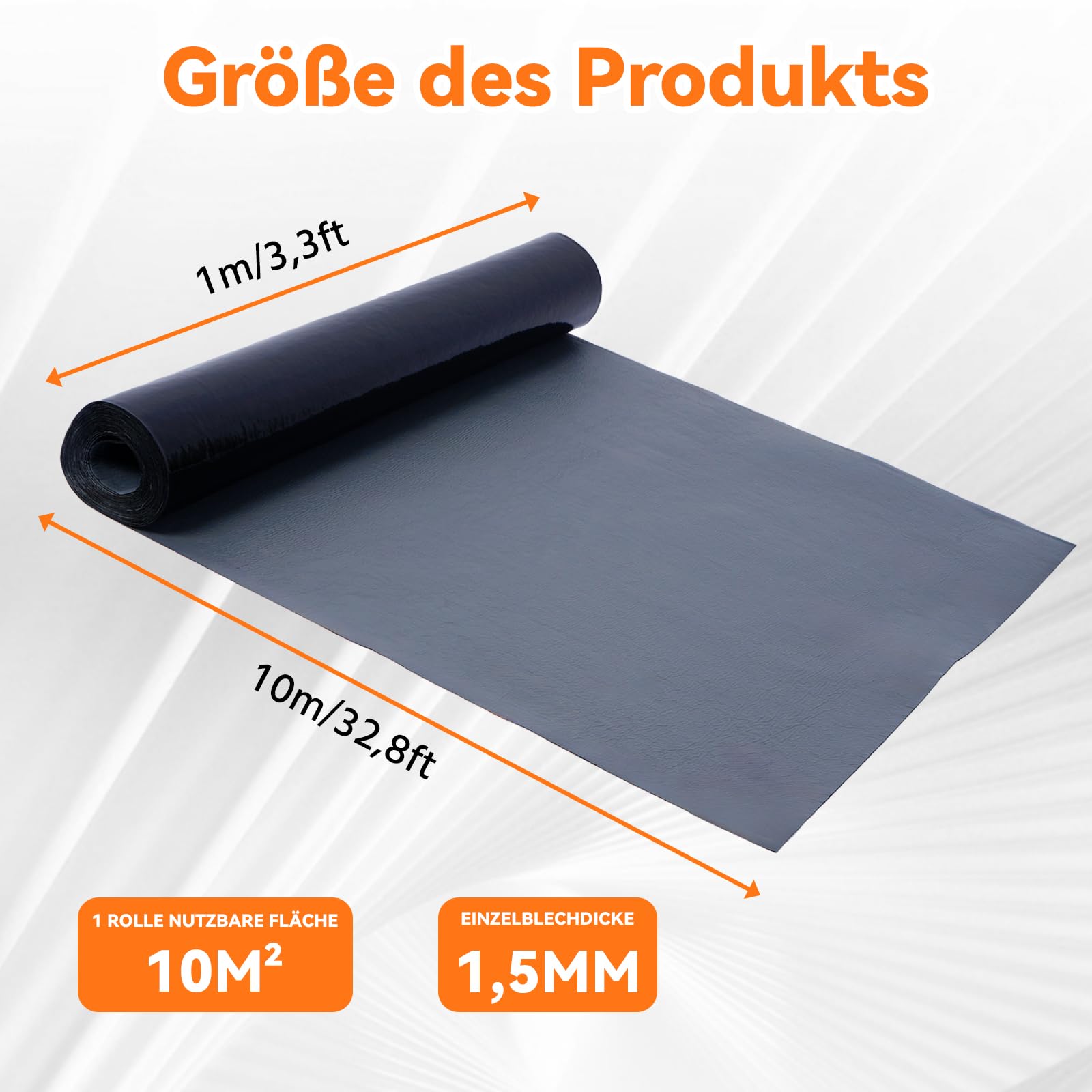 MYOYAY Dachfolie Selbstklebend 10㎡ 1 x 10 m Wasserdicht für Dach Flachdach Carport Garage Schwarz