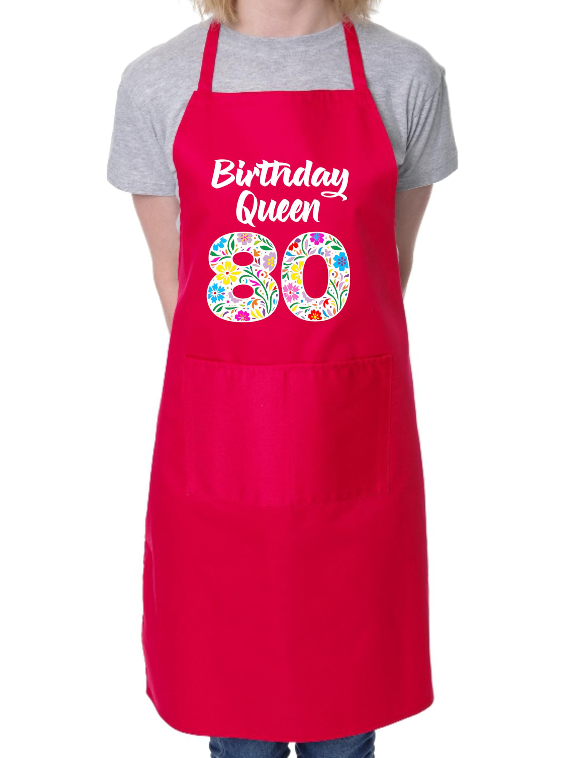 Print4u Unisex Red Birthday Queen 80 Apron Gift For 80Th Birthday 80 Year Old Present