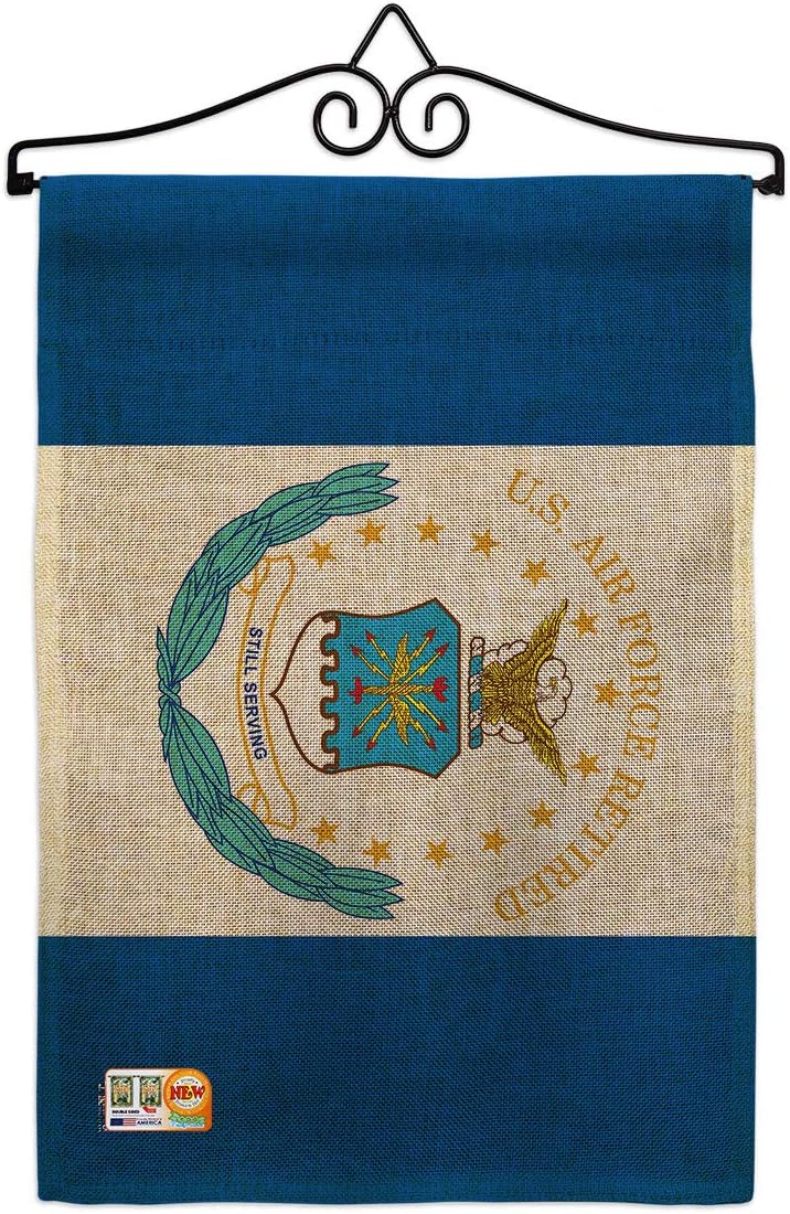 Retired Air Force Garden Flag Set Mailbox Hanger Armed Forces USAF United State American Military Veteran Retire Official Small Decorative Gift Yard House Banner Double-Sided Made In USA 13 X 18.5