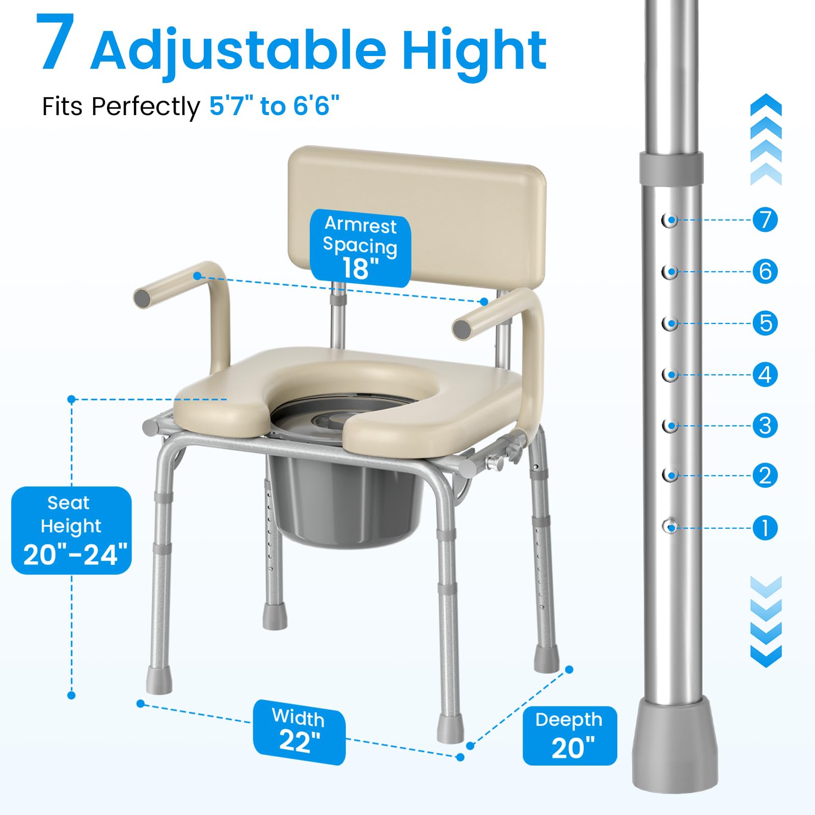 Drop Arm Bedside Commode - Easy Transfers -5