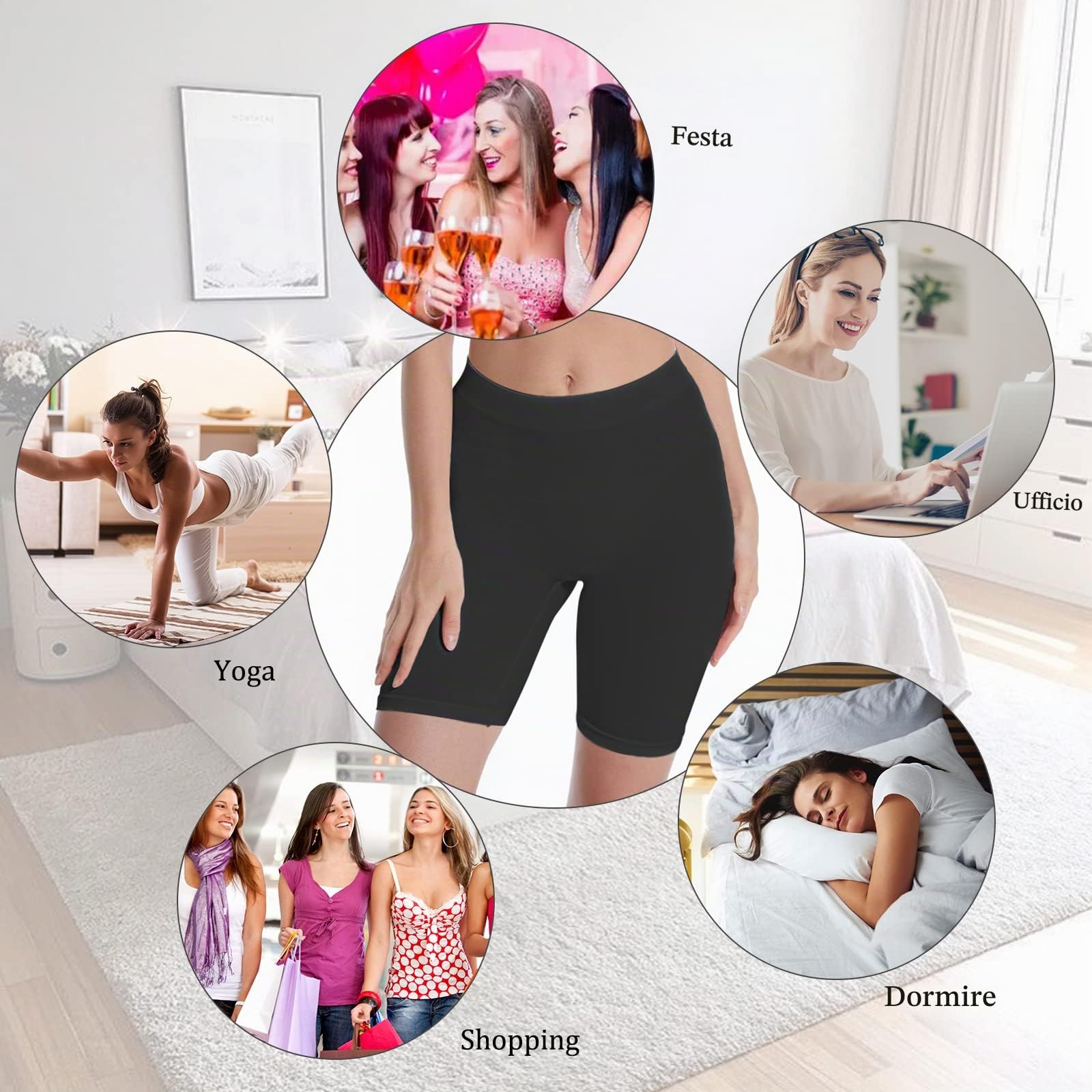 Anti Sfregamento Pantaloncini Donna, Sottogonna Culotte Boxer Senza Cuciture Intimo Boyshort, Slip Mutandine Shorts per Indossare sotto Abiti