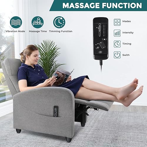 Miniatura 3 de SMUG Asiento de cine en casa de tela con soporte lumbar Winback para sofá individual sillón reclinable fácil descanso gris