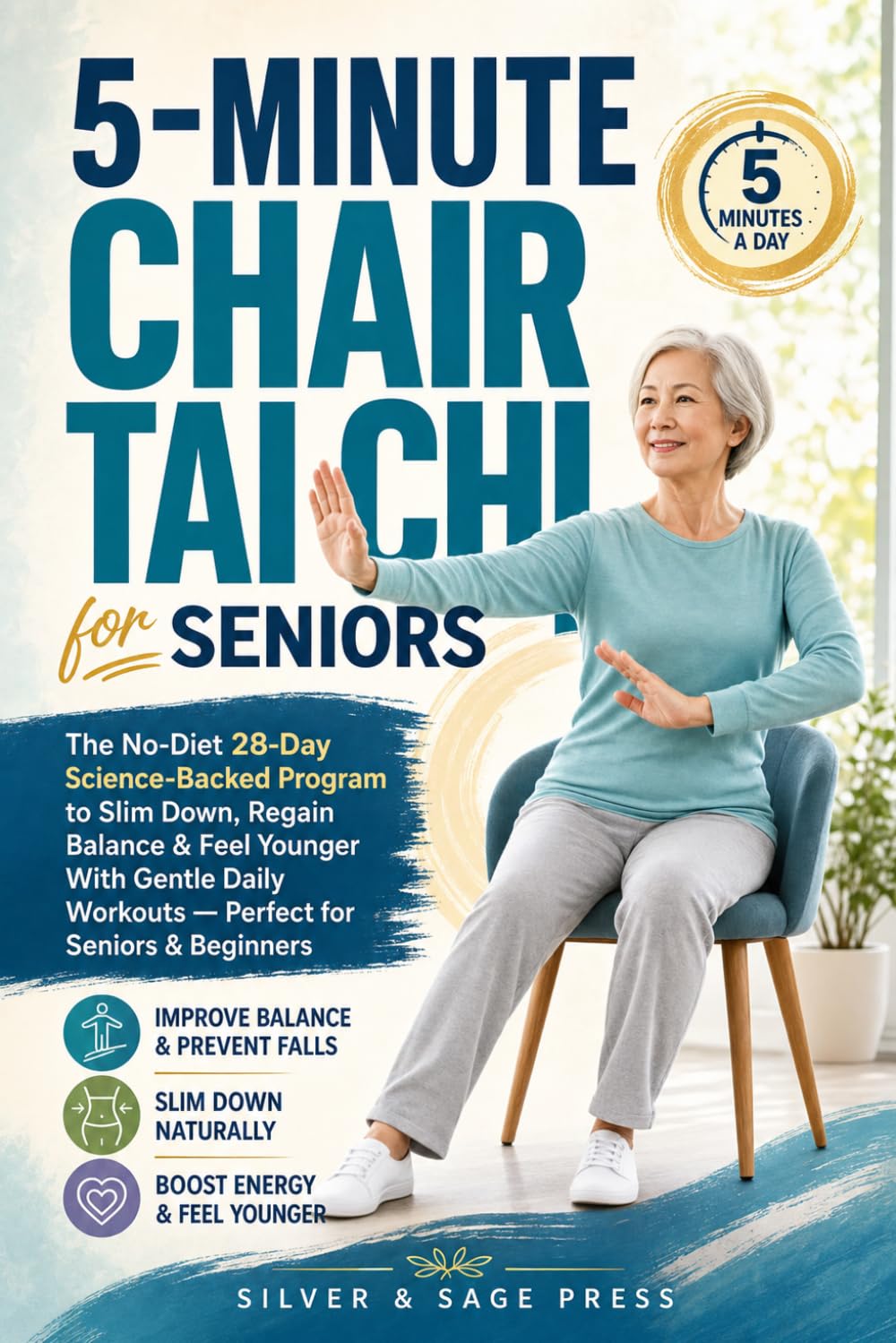 5-Minute Chair Tai Chi for Seniors: The No-Diet 28-Day Science-Backed Program to Slim Down, Regain Balance & Feel Younger With Gentle Daily Workouts — Perfect for Seniors & Beginners