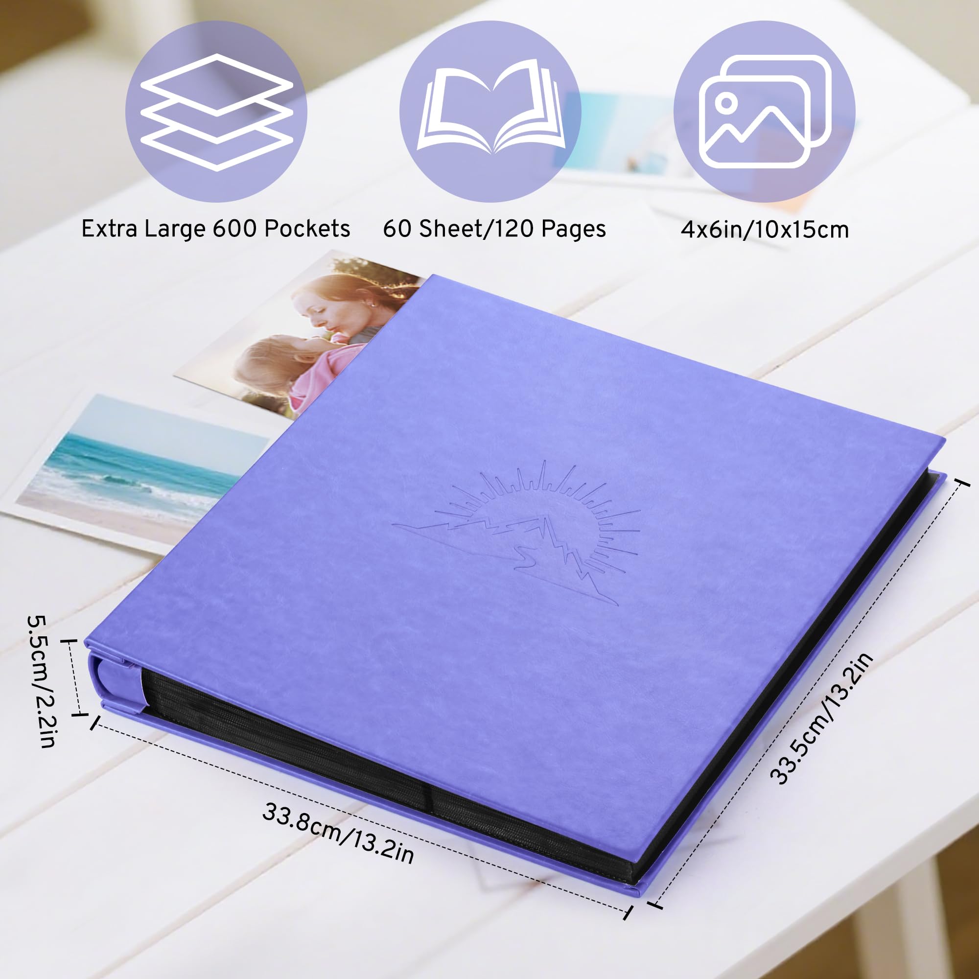 DazSpirit Photo Album 6x4 600 Pockets, Leather Cover with Elegant Embossed Pattern - Image 3