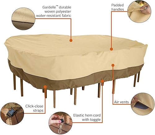 Miniatura 5 de Funda protectora para mesa y sillas de patio y galería Classic Accessories, rectangularovalada, XL, Pebble