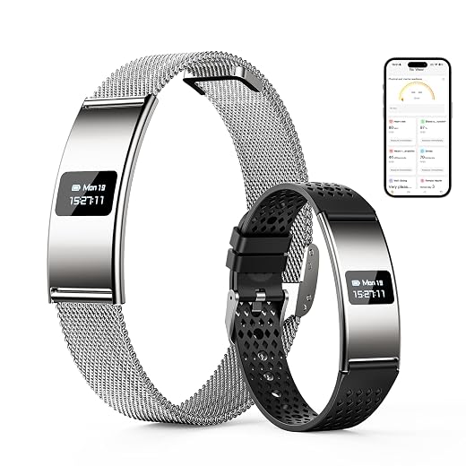 Smart Bracelet, Subscription-Free 24/7 Health Tracking, Heart Rate, SpO2, HRV & Sleep Tracker with IPX8 Waterproof, Wearable Activity & Fitness Tracker, 7-Day Battery, 2 Bands