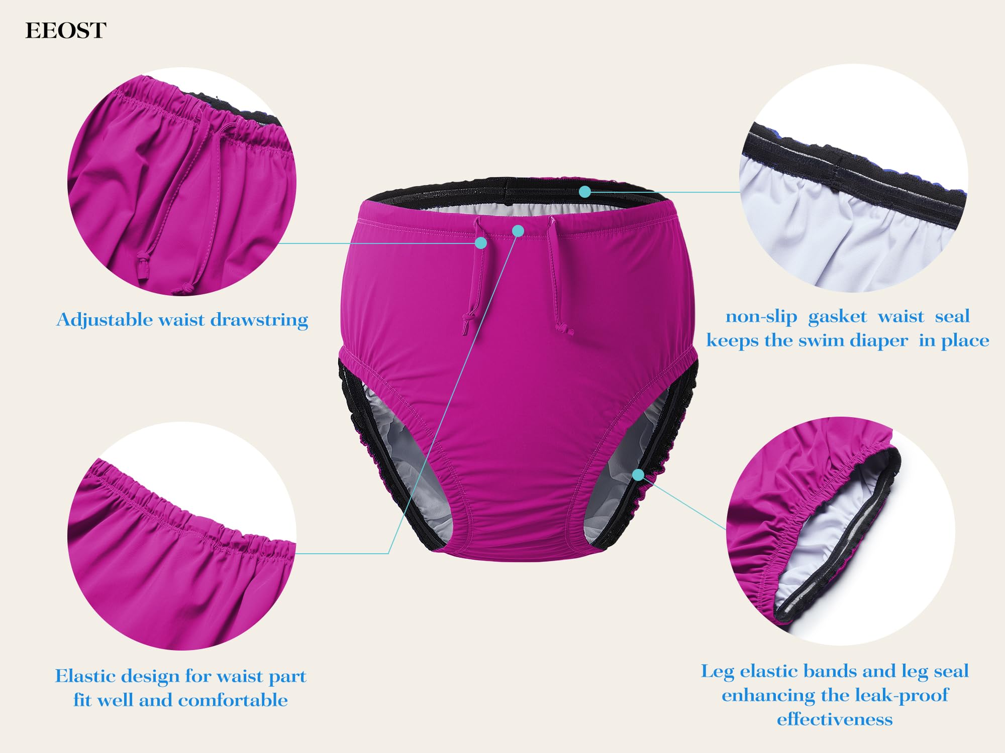 Pañales de natación reutilizables para jóvenes con necesidades especiales para la incontinencia | Pañal de natación unisex reutilizable con protección impermeable a prueba de fugas para incontinencia especial