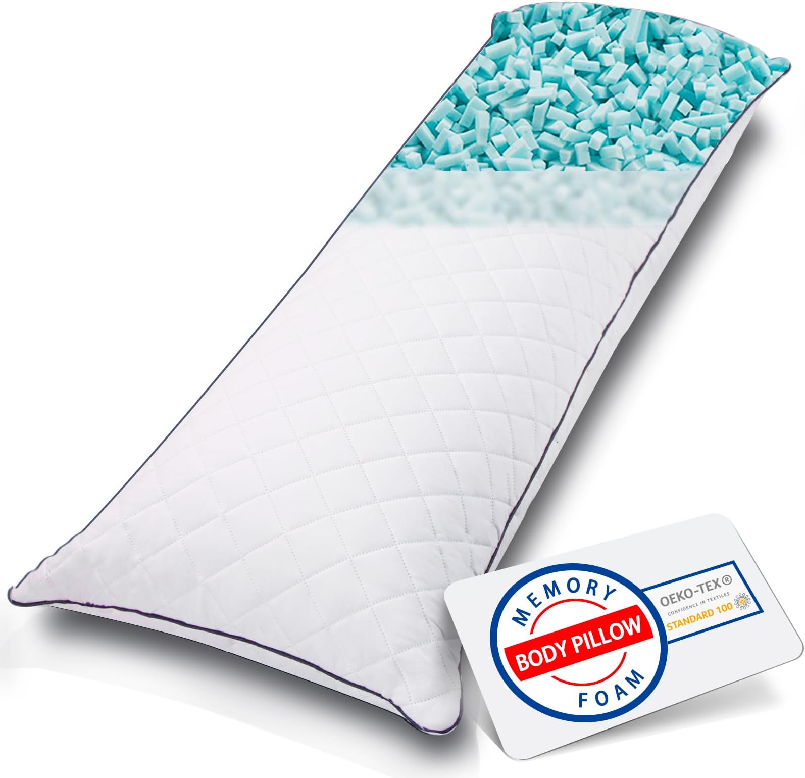 Body Pillow, Cooling Memory Foam Body Pillows for Adults Sleeping, Long Pillow for Bed, Big Large Firm Full Body Pillow for Side Sleeper, 20x54 Inch, White