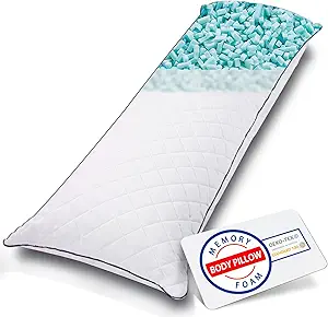 Body Pillow, Memory Foam Body Pillows for Adults Sleeping, Long Pillow for Bed, Big Large Firm Full Body Pillow for Side Sleeper, 20x54 Inch, White