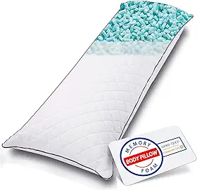 1 MIDDLE ONE Travesseiro de corpo, travesseiros corporais de espuma viscoelástica para adultos dormindo, travesseiro longo para cama, travesseiro grande e firme de corpo inteiro para dormir de lado