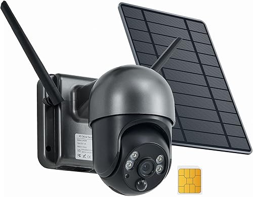 Cámara de seguridad celular 4G inalámbrica para exteriores alimentada por energía solar con tarjeta SIM, no necesita WiFi, detección de movimiento,