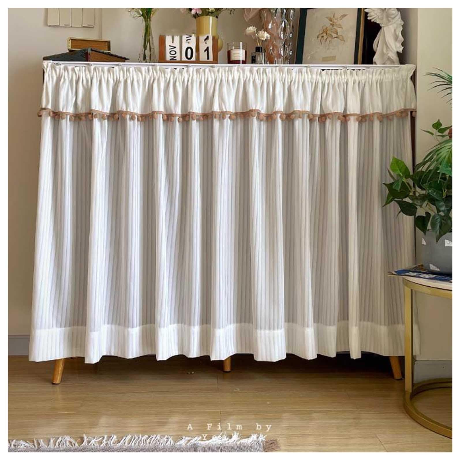 Rideau de placard occultant le désordre 100x90cm avec rail adhésif sans percer