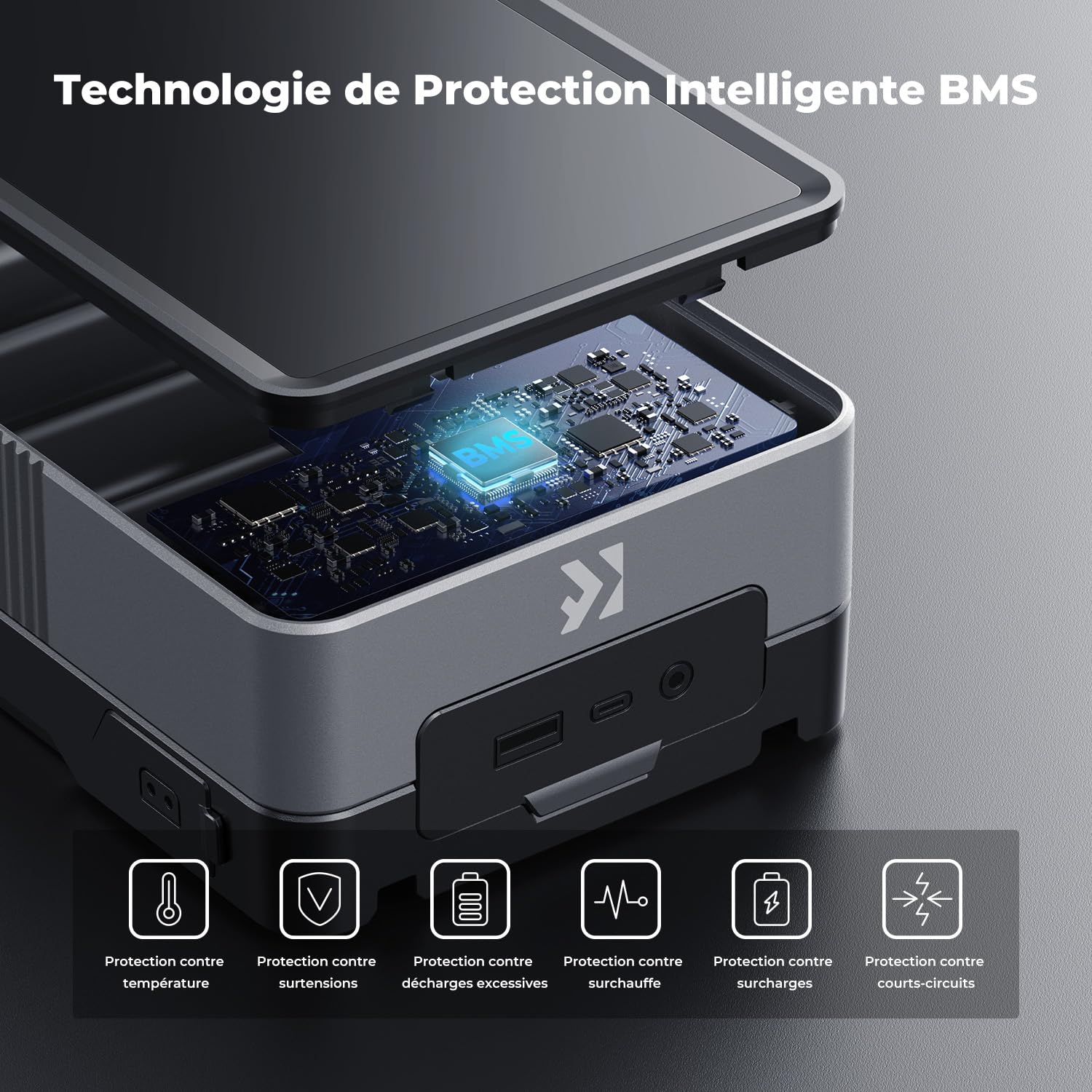 K&F CONCEPT 50Wh Batterie V Mount, 65W Chargement Rapide USB-C PD, 14.8V/3400mAh Mini Batterie V Lock avec Écran TFT/D-Tap/BP/Type-A/Interface DC pour Camera, Caméscope, Moniteur