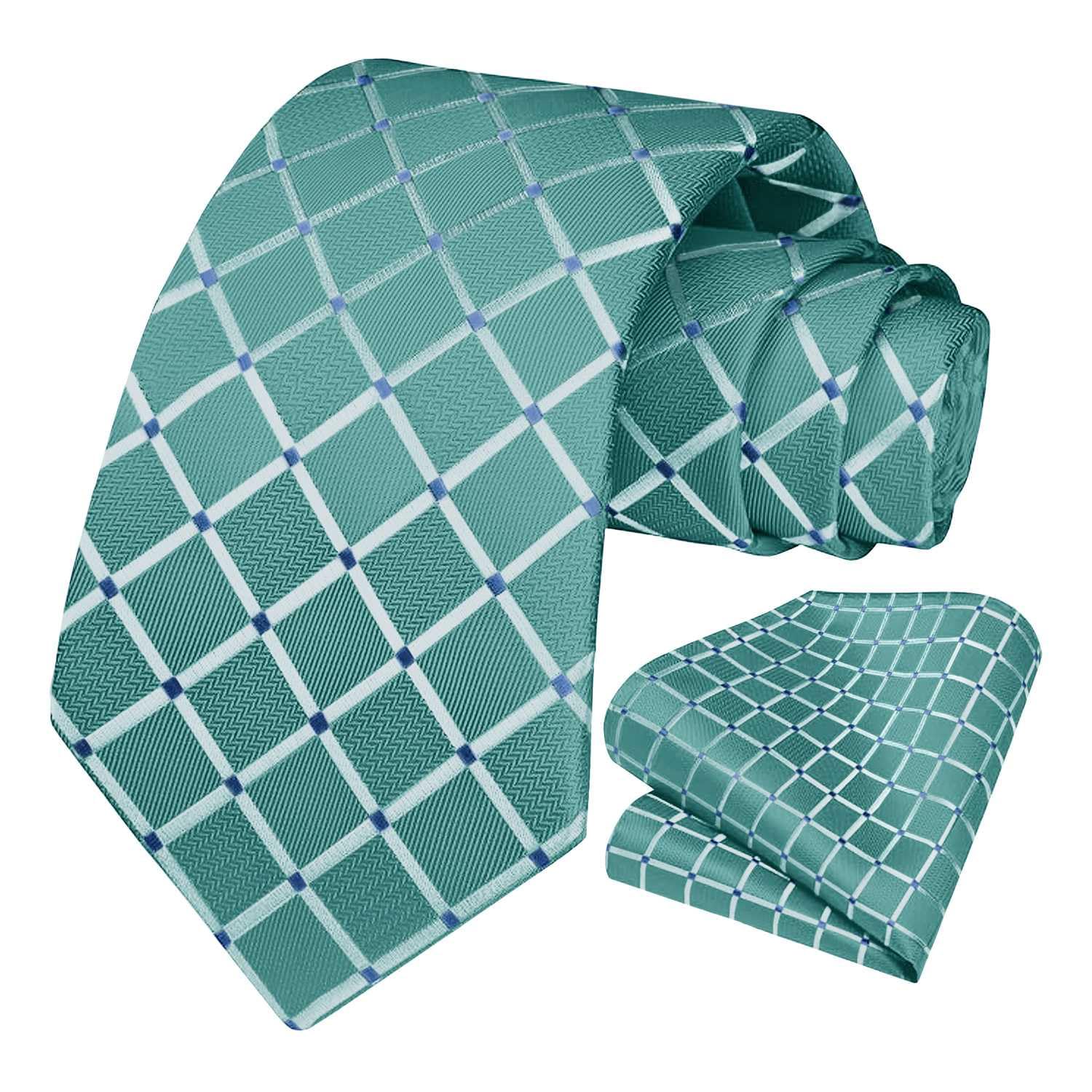 OcioDual Corbatas para Hombre, Conjunto de Corbata y Pañuelo de bolsillo, a Cuadros, Hecha a mano, Elegante para Celebraciones, Eventos, Bodas, Fiestas y Business, Unisex, Mens Tie