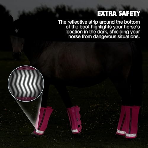 Vista 23 de Harrison Howard Botas de caballo sueltas con protección UV, leggings de malla fina duraderos con tiras reflectantes (juego de 4)