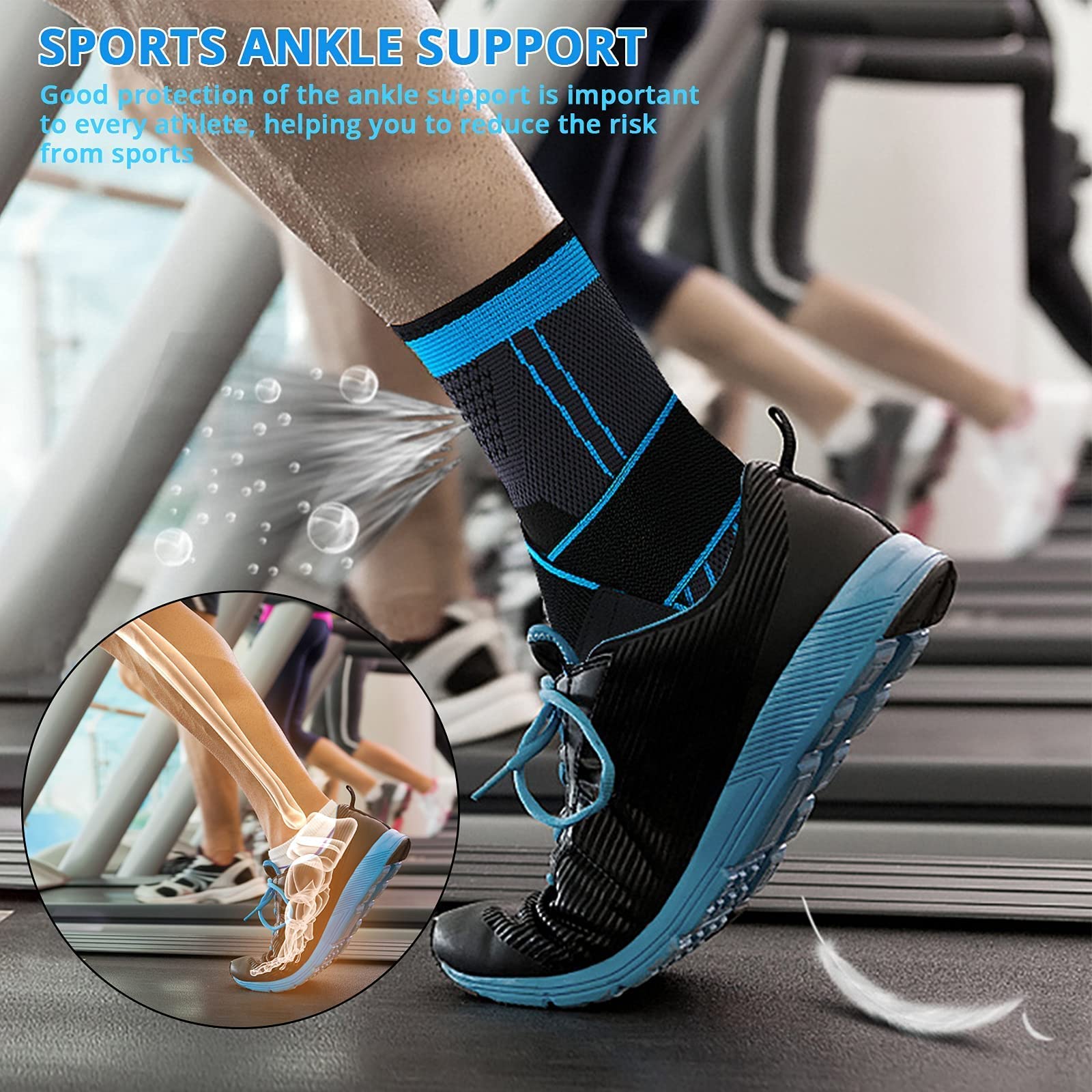 ONTYZZ 1 paire de chevillères réglables pour enfants - Support de cheville élastique pour le football, le basket-ball, le cyclisme, la course à pied, la danse - Noir/S