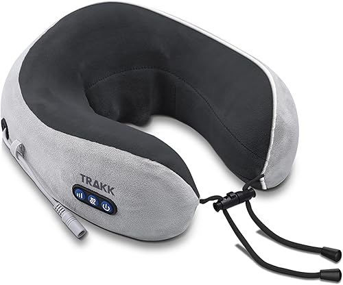 TRAKK Masajeador de cuello y almohada de viaje, almohada de cuello en forma de U y masajeador eléctrico para músculos, hombros, dolor cervical y