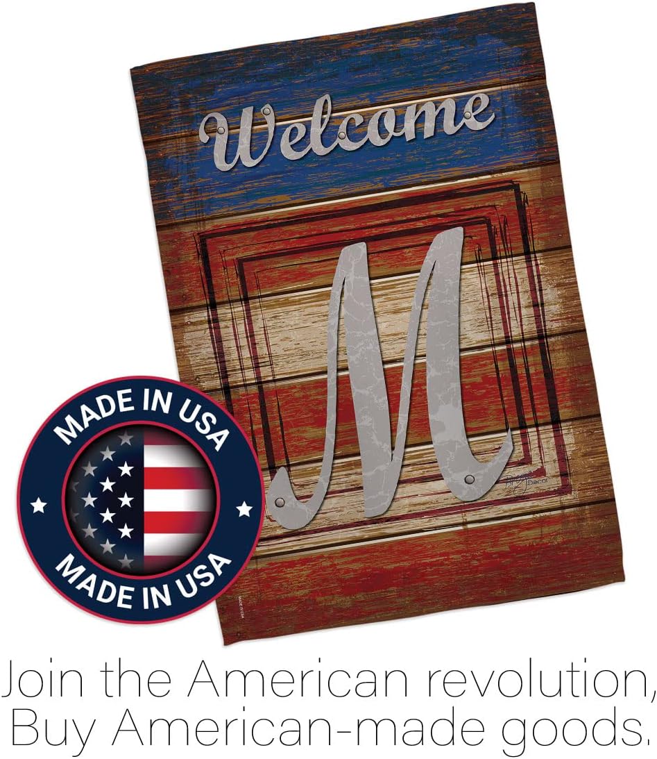 Breeze Decor G180117 Patriotic M Initial Americana Patriotic Impressions Decorative Vertical Garden Flag 13" x 18.5" Printed In USA Multi-Color