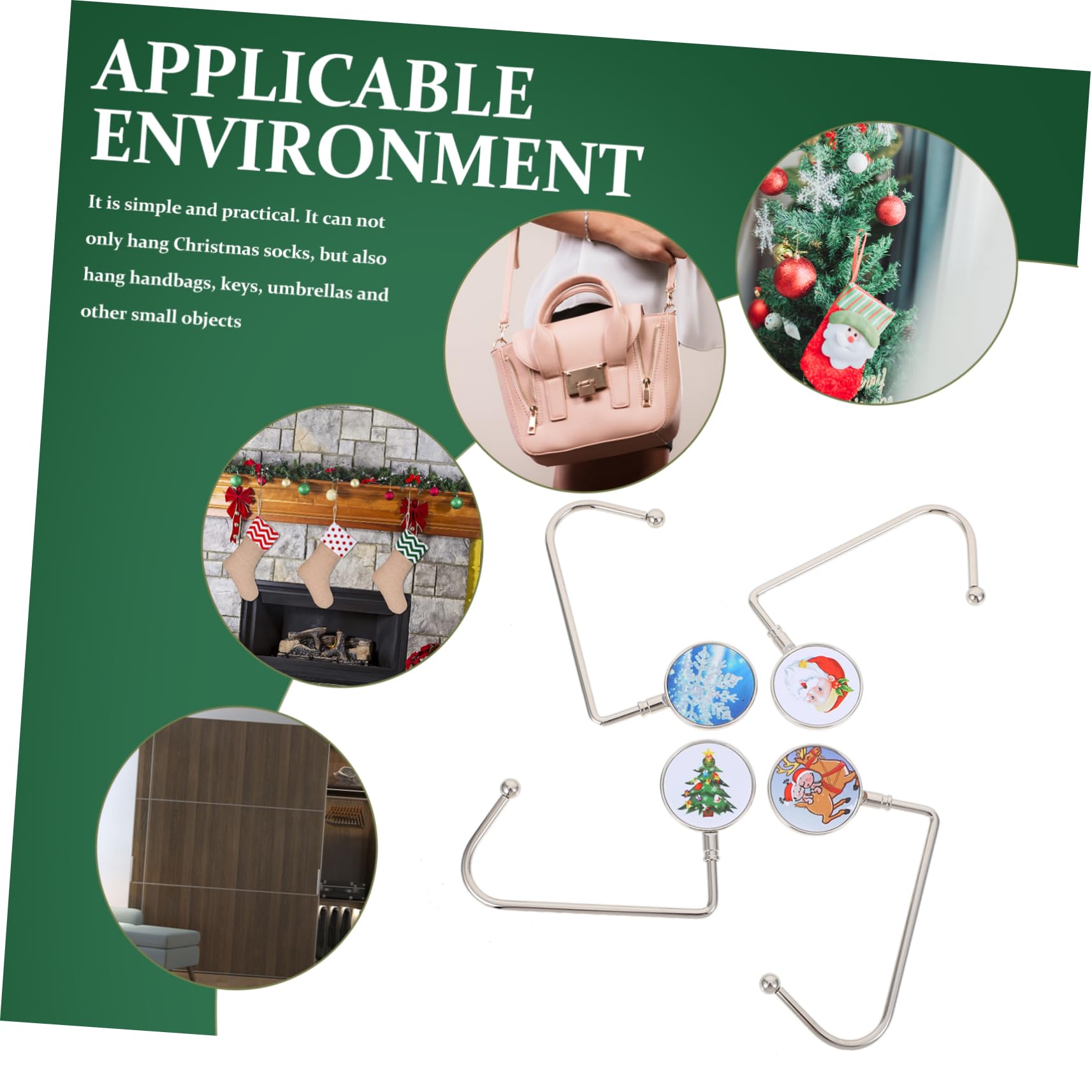 Zerodeko 3 Ensembles Crochet Pour De Noël Supports De De Cheminée De Noël Crochet De Chaussette De Noël De Cheminée Accroche Chaussette De Noel Accroche Decoration Noel 4 Pièces * 3