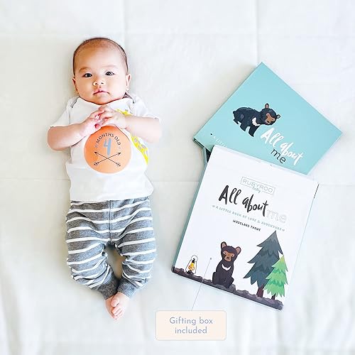 Miniatura 5 de RubyRoo Baby Libro de recuerdos con calcomanías de hitos – Álbum de fotos de primeros 5 años para bebé, niño o niña, regalo de embarazo para baby