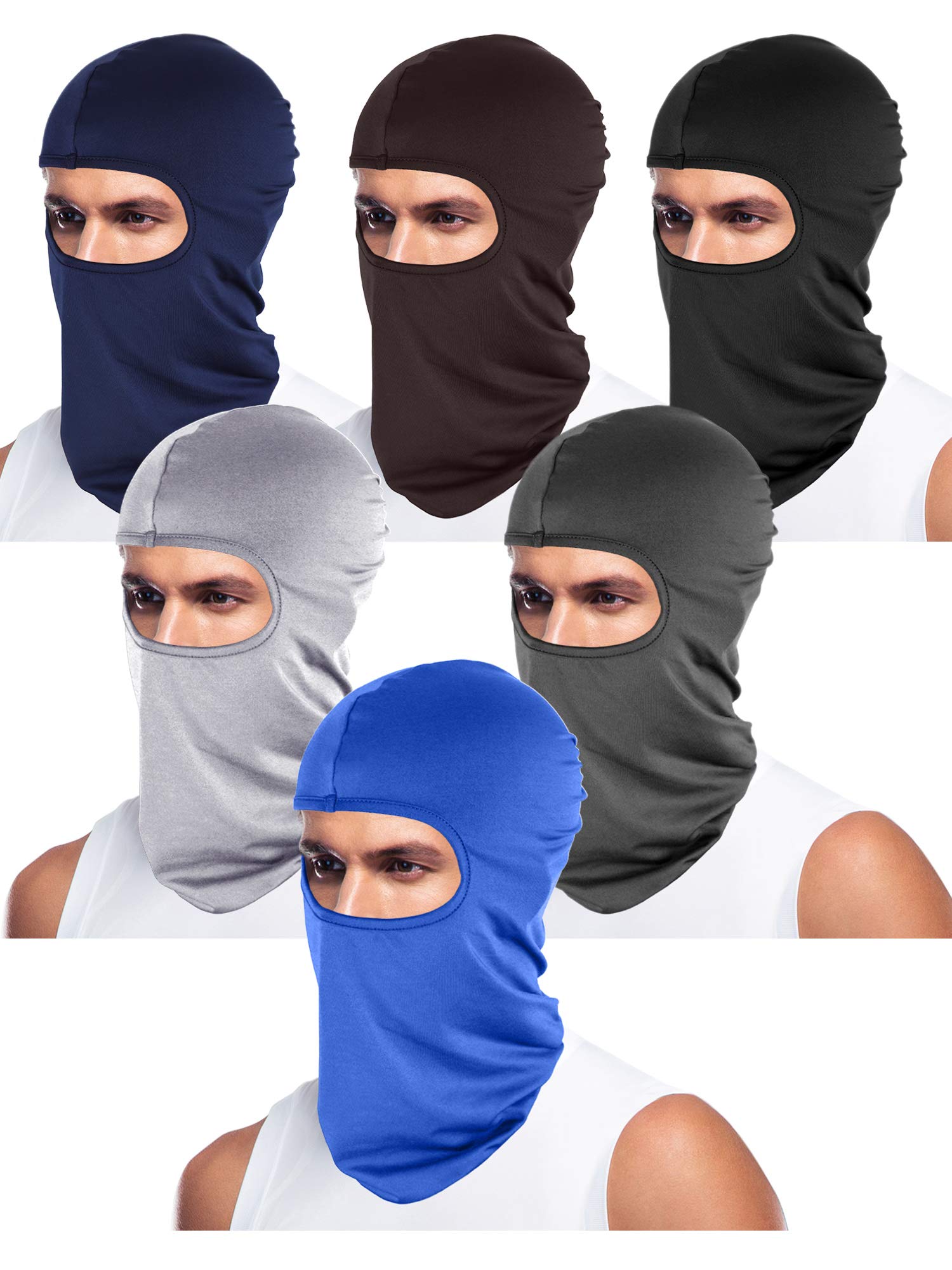 6 Pcs Ski Mask Full Face Cover Balaclava Summer Face Covering Ice Silk UV Protection for Men Outdoor