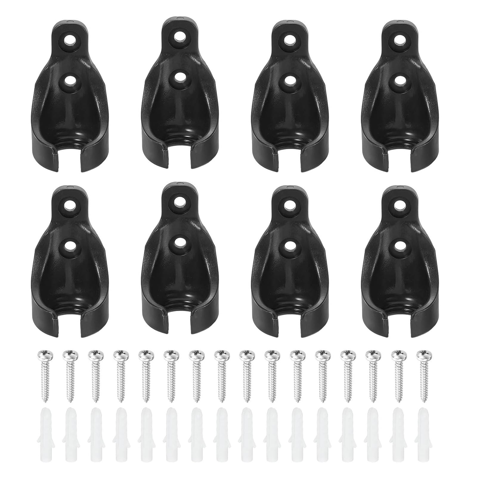 Tsophreniq Black 8 Pieces Blind Clips Secure Windproof Mounting Brackets With Adjustable Bases & Screw Windproof Bungee Receiver Set