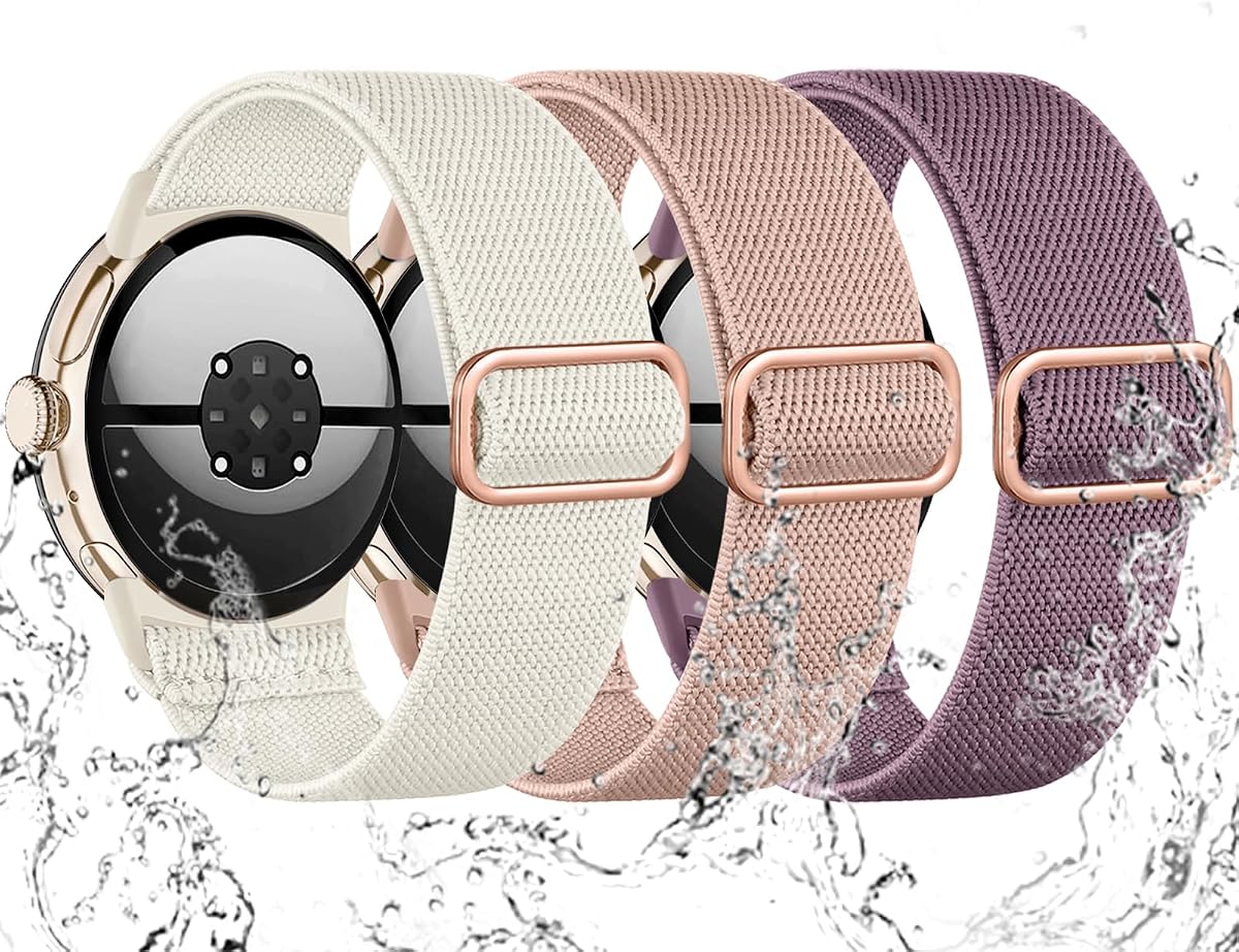 Correa deportiva elástica impermeable para Pixel Watch 4 Band 41 mm/Google PixelWatch | Paquete de 3 correas de nailon suaves, elásticas y transpirables, para Google Pixel Watch 3/4 41 mm, Pixel Watch 2/1 hombres y mujeres