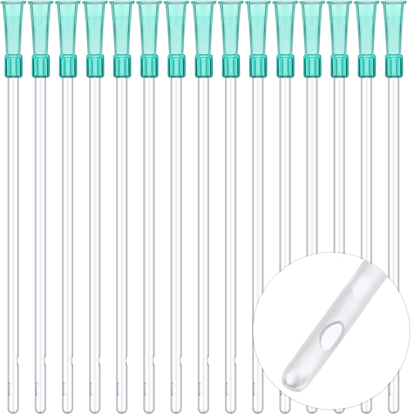 TrelaCo 50 Pcs 10'' Long PVC Replacement Tubings Supplies Tubes Kit 14FR Disposable Cleaning Nozzle Clear Replacements Tube Hose with Flexible Rounded End for Smooth Insert