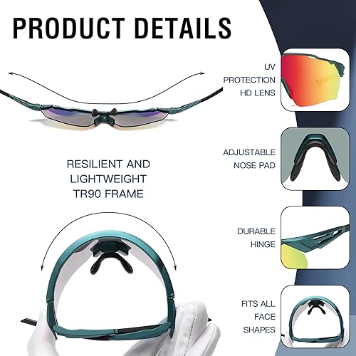 Miniatura 10 de DUCO Gafas de sol de ciclismo para hombres y mujeres, gafas de sol deportivas uv 400 protección TR90 béisbol conducción pesca gafas de sol 0038