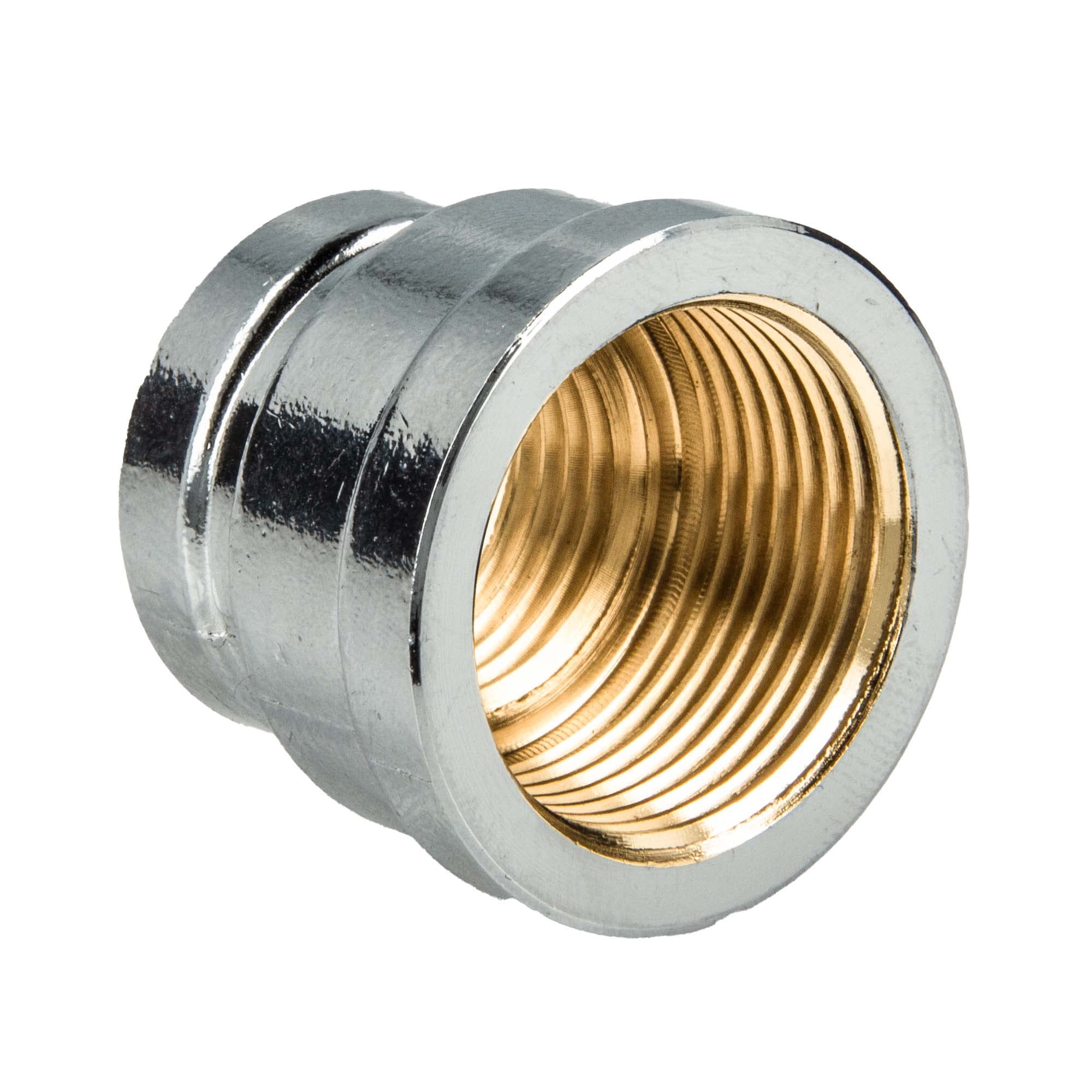 tecuro Reduced Sleeve Internal Thread on Both Sides Rp 3/4 Inch x 1/2 Inch (DN 20), Brass CW617N According to Drinking Water Regulation 50930-6, Shiny Chrome-Plated