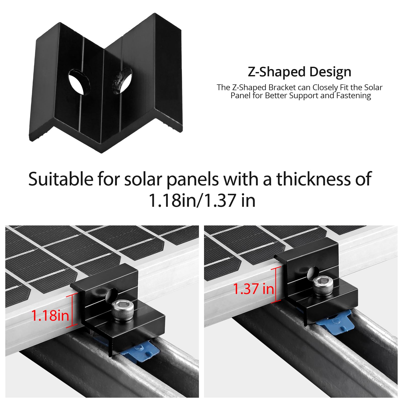 Anbte 20 morsetti terminali per pannello solare per Unistrut standard, staffe per pannelli solari in alluminio da 30 mm/35 mm con dadi e bulloni, kit di montaggio per pannelli solari per tetto in